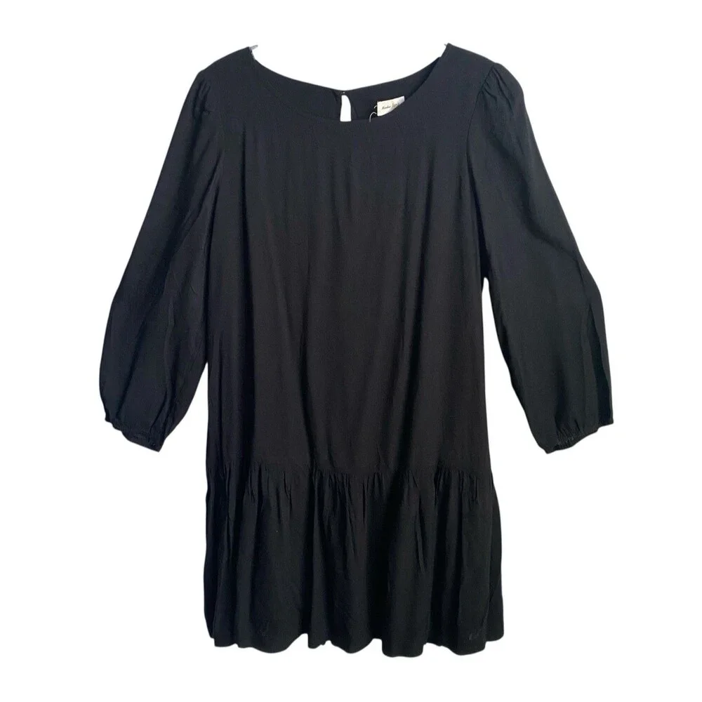 NWT Anthropologie Meadow Rue Dress Womens‎ Sz 10 Drop Waist Minutiae Black